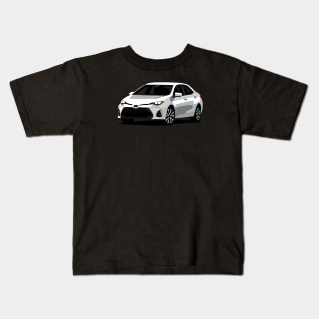 White Toyota Corolla Kids T-Shirt by TheArchitectsGarage